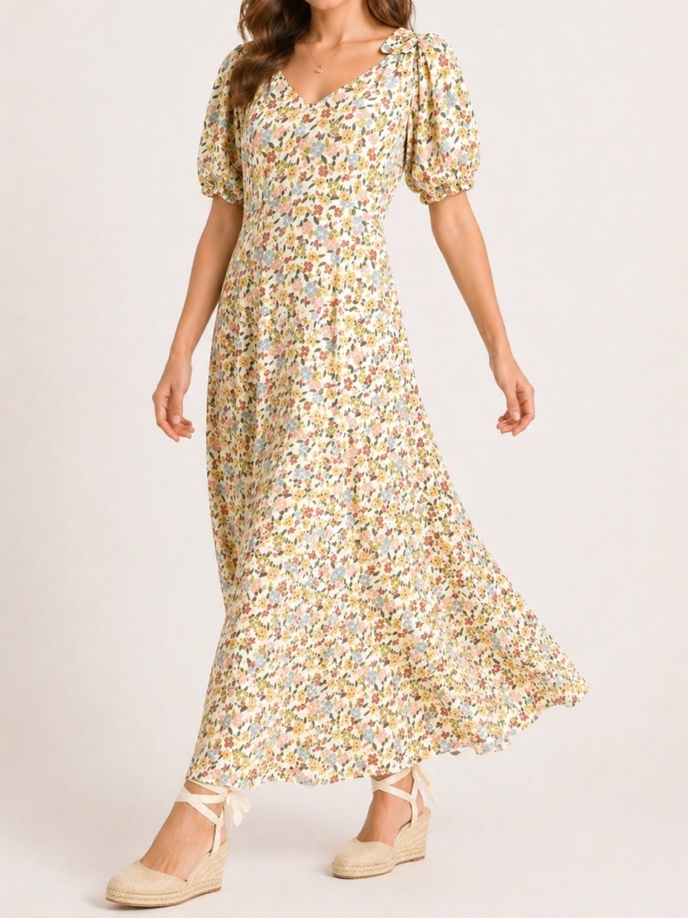 THE GREAT. Hyacinth Silk Maxi Dress Floating Petals Size 1 Small